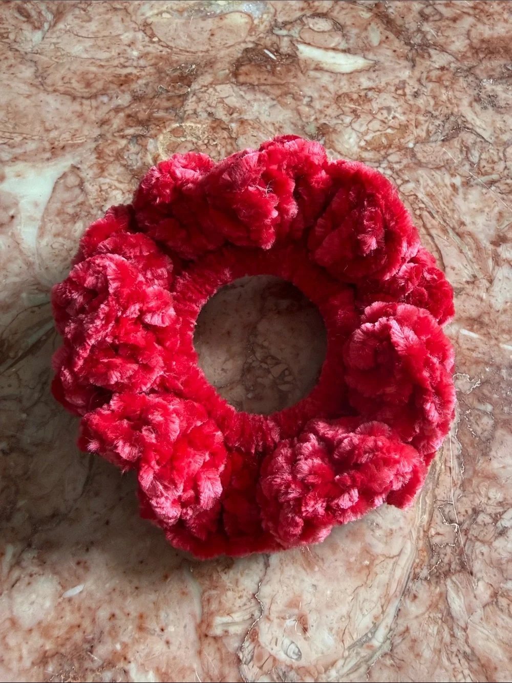 Plush Red Velvet Hair Scrunchie